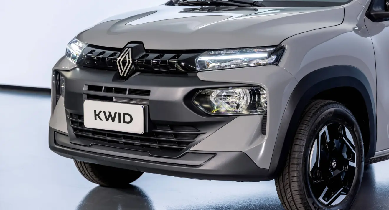 Detalhe frontal do Renault Kwid 2027