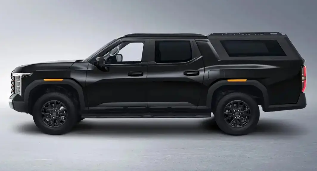 Nova VW Amarok: Maxus Interstellar X 2027 preta parada de lateral