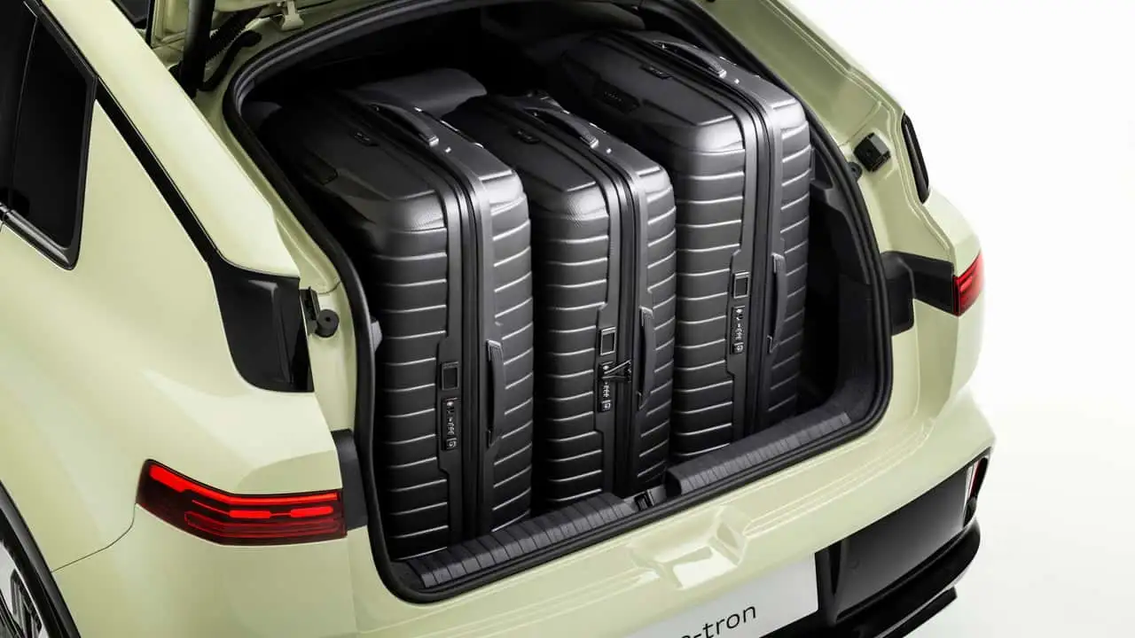 Audi Q2 e-tron verde estático com fundo branco