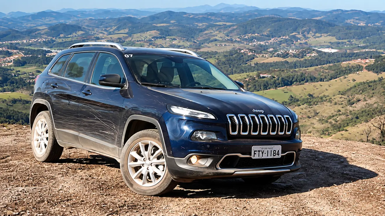 Jeep Cherokee 2015 estático em paisagem verde