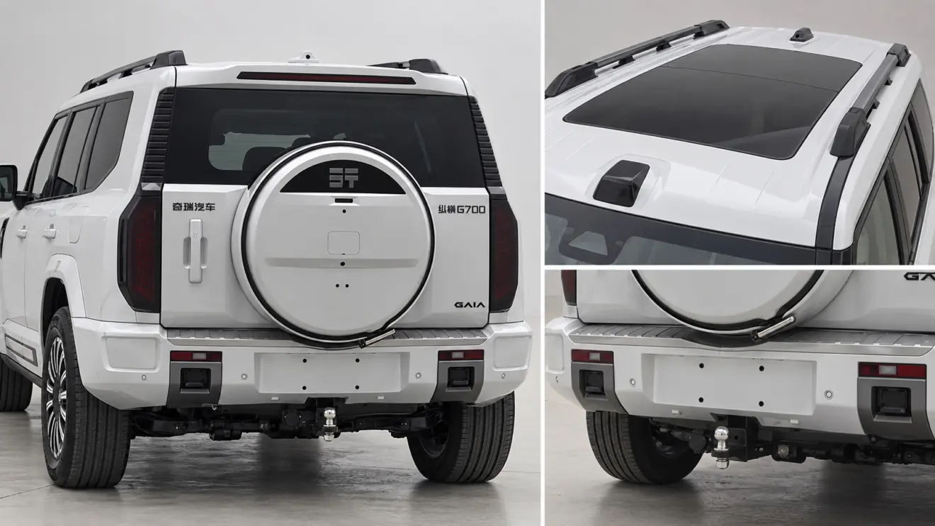 Jetour G700 no MIIT estático com fundo branco e cara de Denza B5