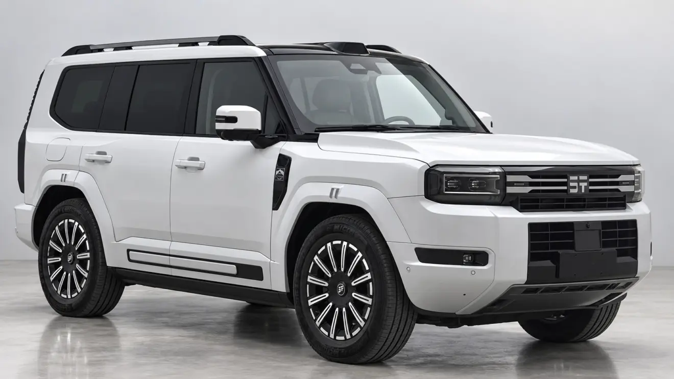 Jetour G700 no MIIT estático com fundo branco e cara de Denza B5