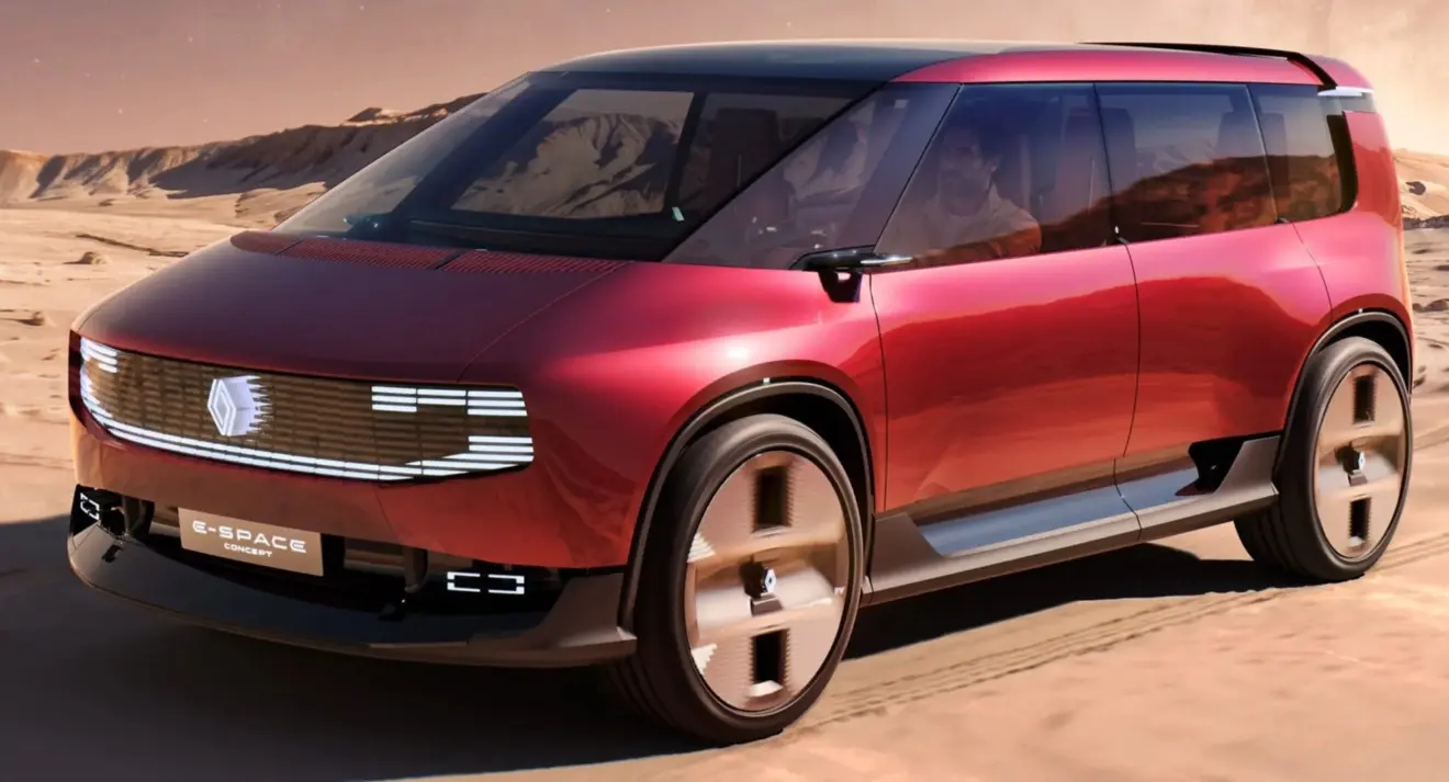 Conceito Renault E-Space vermelho de frente em movimento