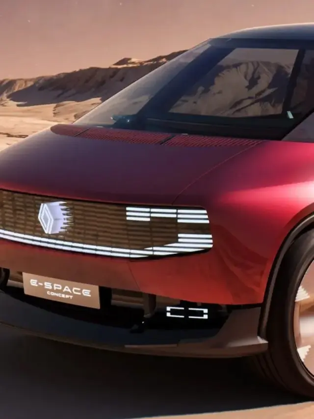 Conceito Renault E-Space vermelho de frente em movimento