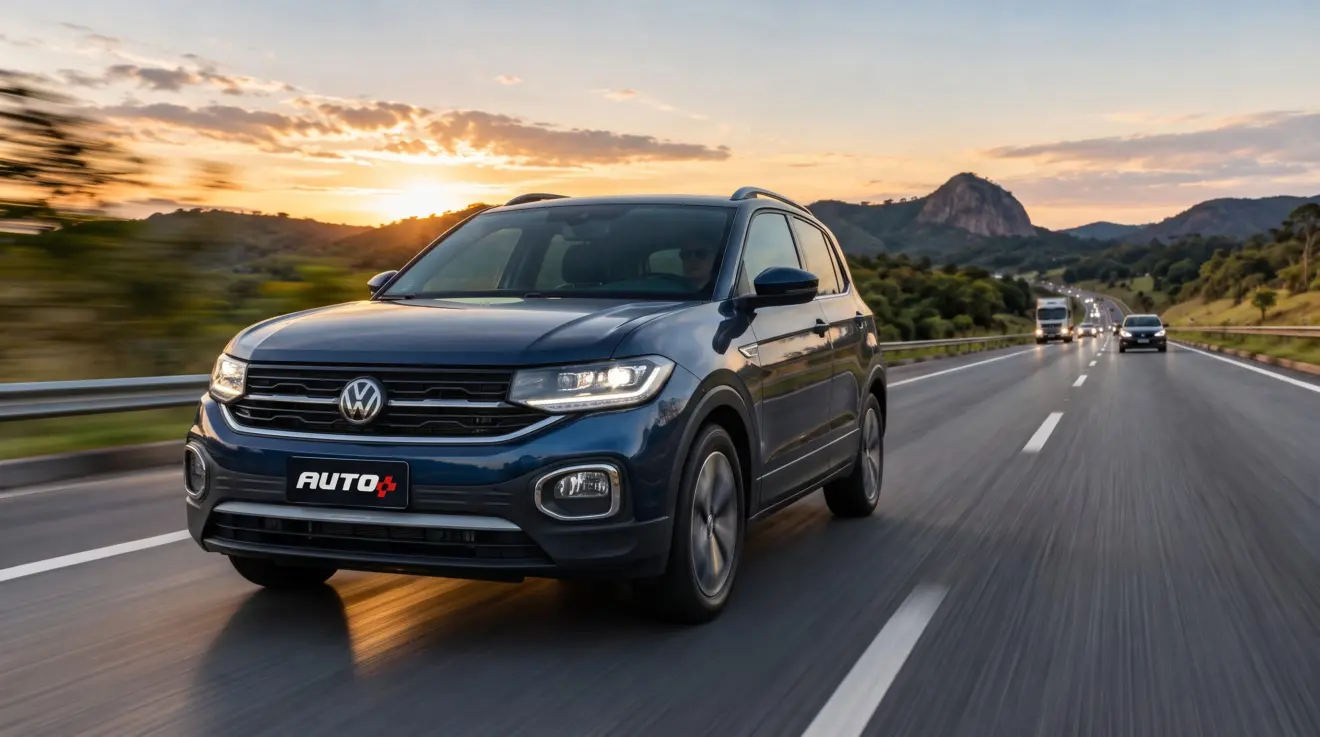 Volkswagen T-Cross em movimento na estrada
