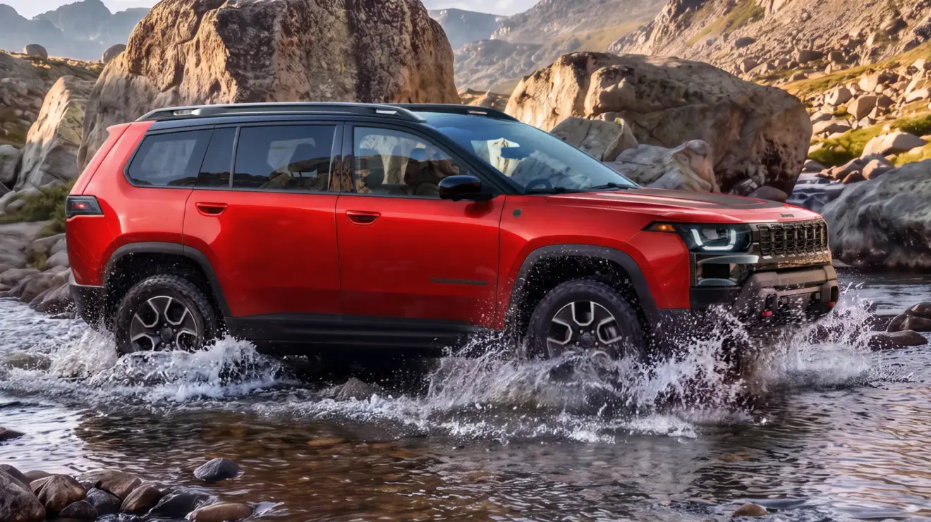Jeep Cherokee Trailhawk vermelho de lado